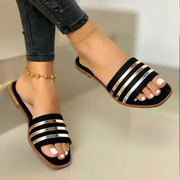 Women's Comfort Flat Casual Fashion Square Toe Slippers 67427335C