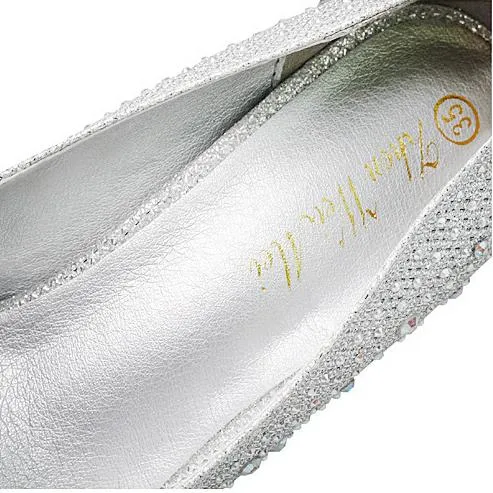 Women's rhinestone sparkly wedding shoes pointed closed toe high heels