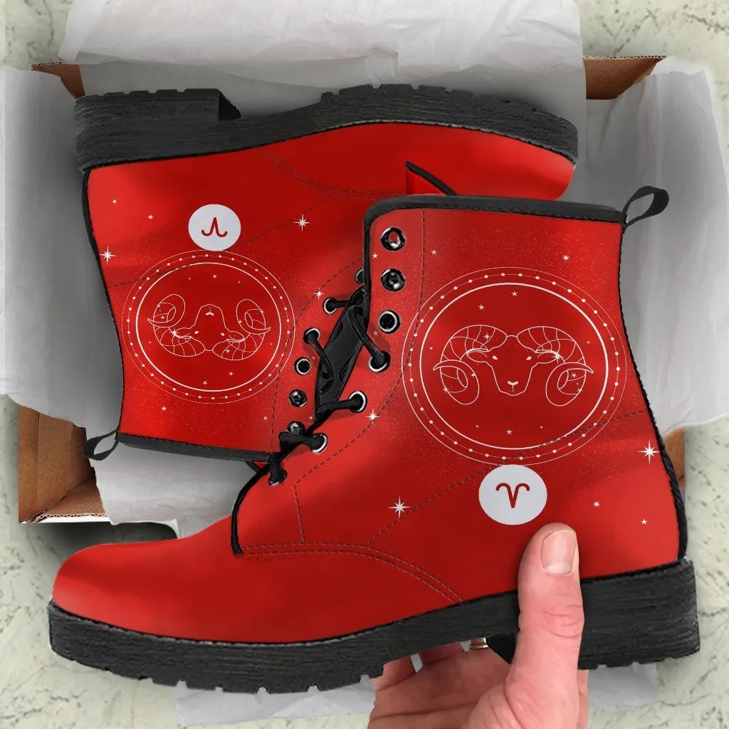 Zodiac Combat Boots - Aries #2 | Vegan Leather Lace Up Boots Women, Handmade Lace Up Boots, Women’s Boots, Custom Shoes, Aesthetic Shoes, Vegan Shoes
