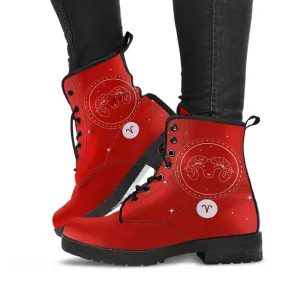 Zodiac Combat Boots - Aries #2 | Vegan Leather Lace Up Boots Women, Handmade Lace Up Boots, Women’s Boots, Custom Shoes, Aesthetic Shoes, Vegan Shoes