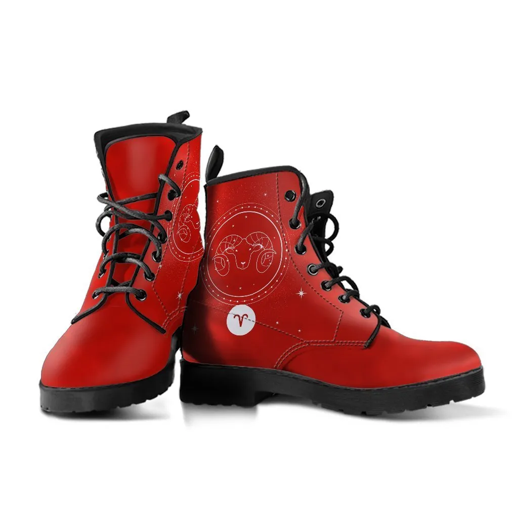 Zodiac Combat Boots - Aries #2 | Vegan Leather Lace Up Boots Women, Handmade Lace Up Boots, Women’s Boots, Custom Shoes, Aesthetic Shoes, Vegan Shoes