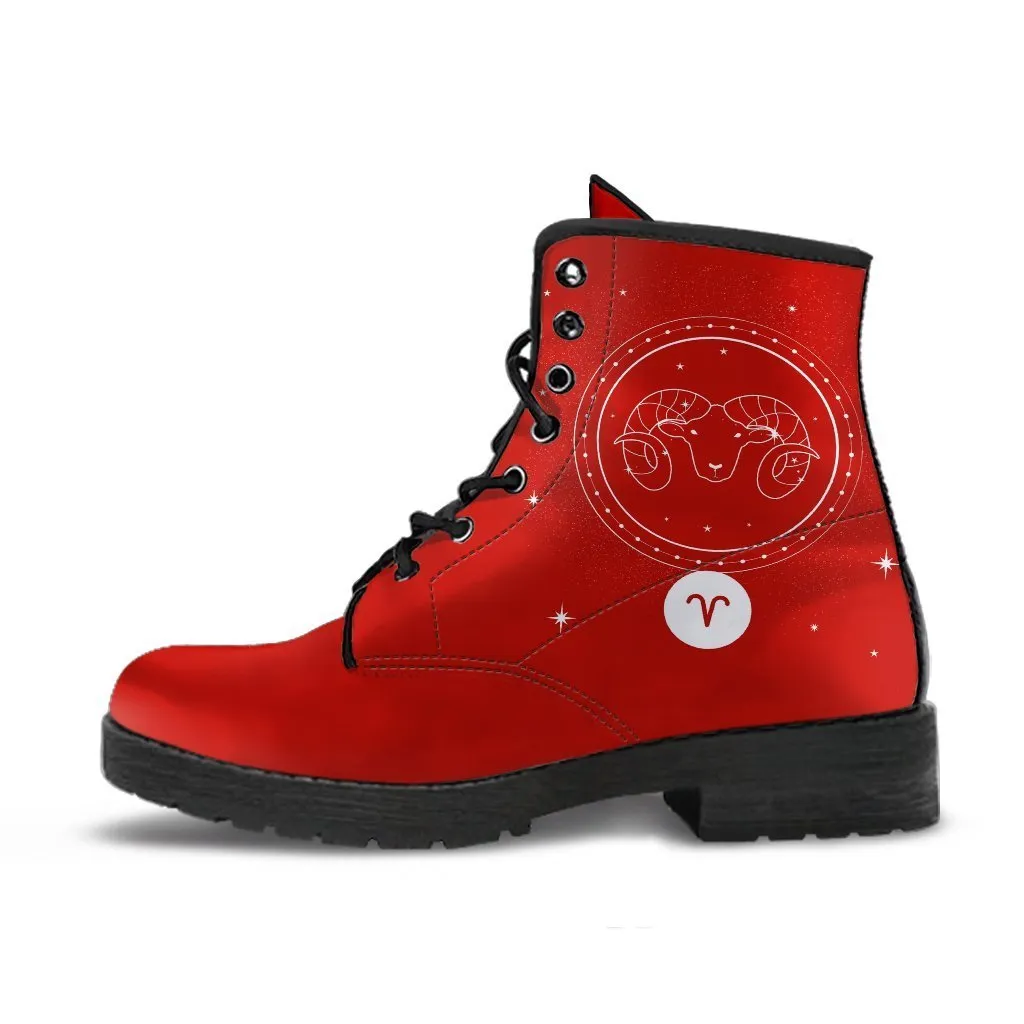Zodiac Combat Boots - Aries #2 | Vegan Leather Lace Up Boots Women, Handmade Lace Up Boots, Women’s Boots, Custom Shoes, Aesthetic Shoes, Vegan Shoes